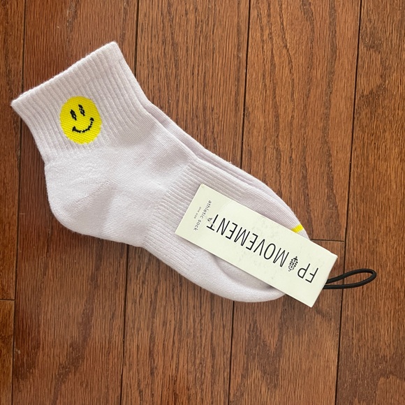 FP Movement by Free People Accessories - FP Movement by Free People Lavender Socks with Yellow Smiley